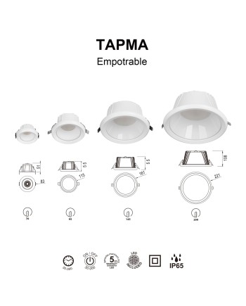 TAMPA * EMPOTRABLE IP65 10W CCT  BLANCO